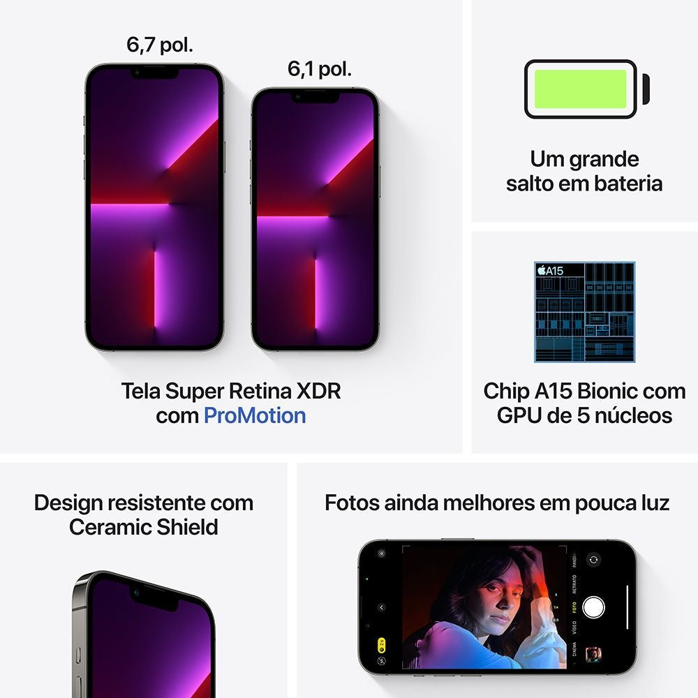 Smartphone iPhone 13 Pro 128GB Desbloqueado Prateado