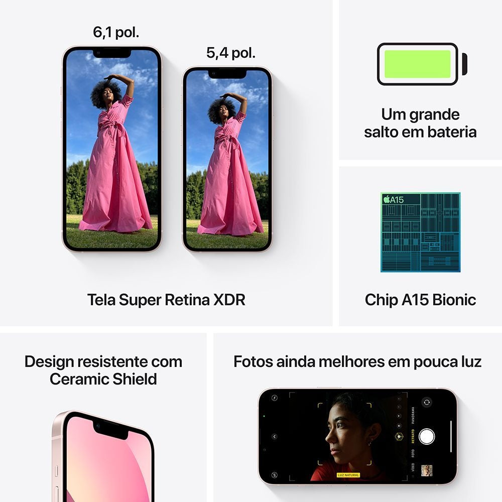 Smartphone Apple iPhone 13 256GB 4GB RAM Desbloqueado Rosa